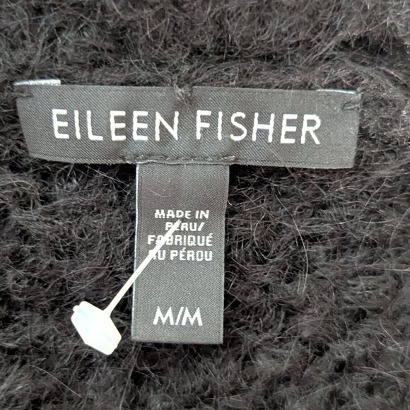 Eileen Fisher Alpaca Silk Hooded Vest Black Open Front Size M - Picture 5 of 7